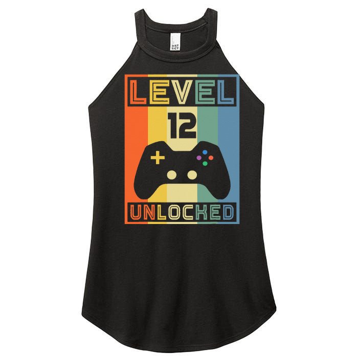 Level 12 Unlocked Video Gamer 12th Birthday Gaming Gift Women's Perfect Tri Rocker Tank