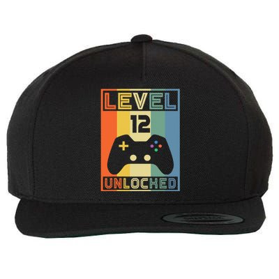 Level 12 Unlocked Video Gamer 12th Birthday Gaming Gift Wool Snapback Cap