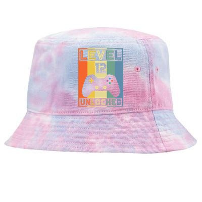 Level 12 Unlocked Video Gamer 12th Birthday Gaming Gift Tie-Dyed Bucket Hat