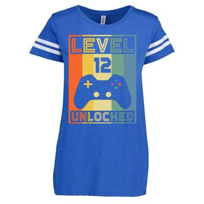 Level 12 Unlocked Video Gamer 12th Birthday Gaming Gift Enza Ladies Jersey Football T-Shirt