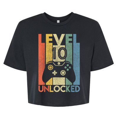 Level 10 Unlocked Shirt Funny Video Gamer 10th Birthday Gift Bella+Canvas Jersey Crop Tee