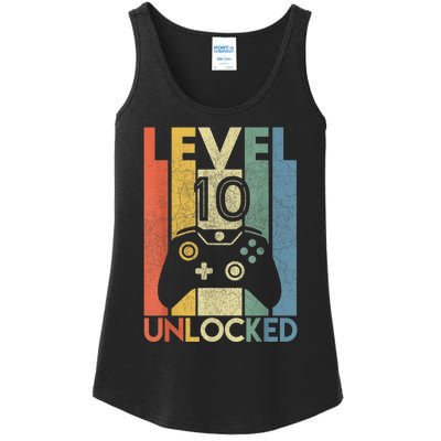 Level 10 Unlocked Shirt Funny Video Gamer 10th Birthday Gift Ladies Essential Tank