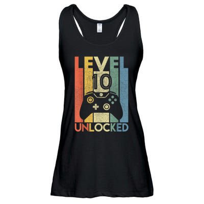 Level 10 Unlocked Shirt Funny Video Gamer 10th Birthday Gift Ladies Essential Flowy Tank