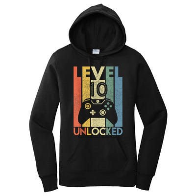 Level 10 Unlocked Shirt Funny Video Gamer 10th Birthday Gift Women's Pullover Hoodie