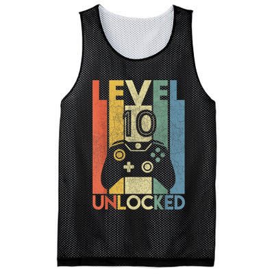 Level 10 Unlocked Shirt Funny Video Gamer 10th Birthday Gift Mesh Reversible Basketball Jersey Tank