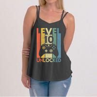 Level 10 Unlocked Shirt Funny Video Gamer 10th Birthday Gift Women's Strappy Tank