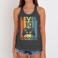 Level 10 Unlocked Shirt Funny Video Gamer 10th Birthday Gift Women's Knotted Racerback Tank