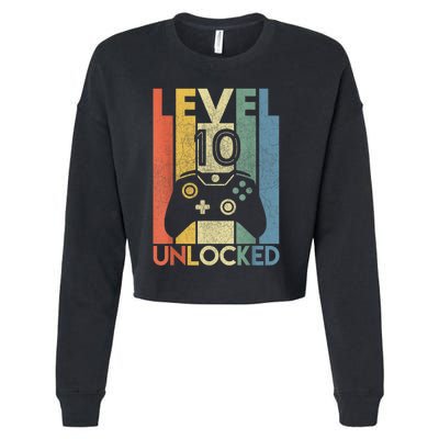 Level 10 Unlocked Shirt Funny Video Gamer 10th Birthday Gift Cropped Pullover Crew