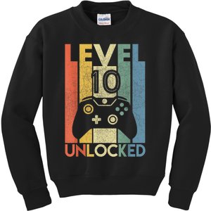 Level 10 Unlocked Shirt Funny Video Gamer 10th Birthday Gift Kids Sweatshirt