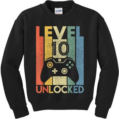 Level 10 Unlocked Shirt Funny Video Gamer 10th Birthday Gift Kids Sweatshirt