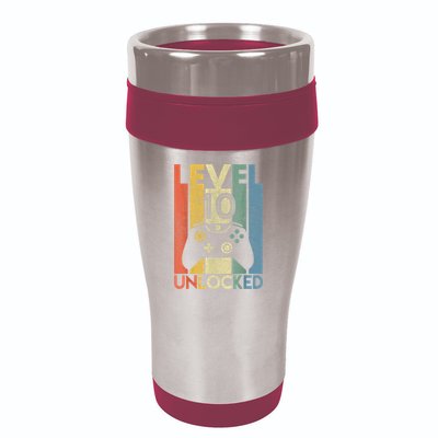 Level 10 Unlocked Shirt Funny Video Gamer 10th Birthday Gift 16oz Travel Tumbler