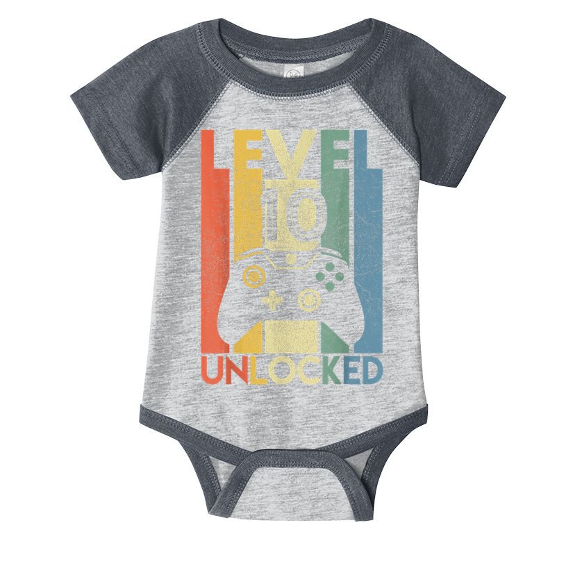 Level 10 Unlocked Shirt Funny Video Gamer 10th Birthday Gift Infant Baby Jersey Bodysuit