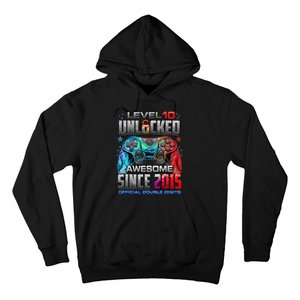 Level 10 Unlocked Awesome Since 2015 10th Birthday Gaming Gift Hoodie