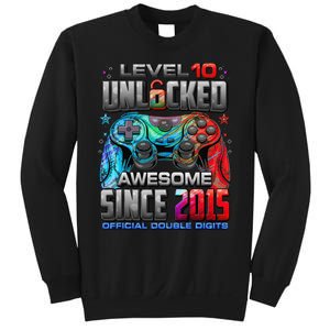 Level 10 Unlocked Awesome Since 2015 10th Birthday Gaming Gift Sweatshirt