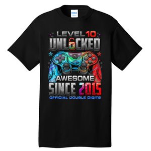 Level 10 Unlocked Awesome Since 2015 10th Birthday Gaming Gift Tall T-Shirt