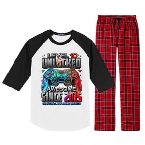 Level 10 Unlocked Awesome Since 2015 10th Birthday Gaming Gift Raglan Sleeve Pajama Set