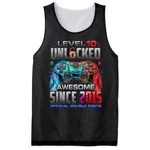 Level 10 Unlocked Awesome Since 2015 10th Birthday Gaming Gift Mesh Reversible Basketball Jersey Tank