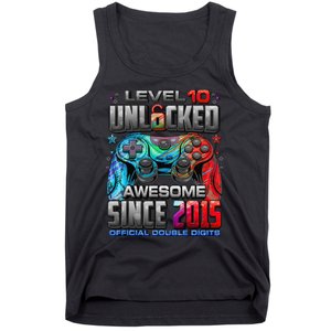 Level 10 Unlocked Awesome Since 2015 10th Birthday Gaming Gift Tank Top