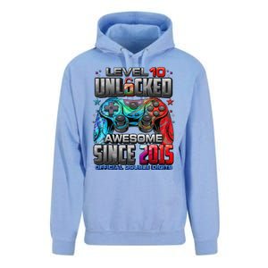 Level 10 Unlocked Awesome Since 2015 10th Birthday Gaming Gift Unisex Surf Hoodie