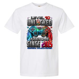 Level 10 Unlocked Awesome Since 2015 10th Birthday Gaming Gift Garment-Dyed Heavyweight T-Shirt