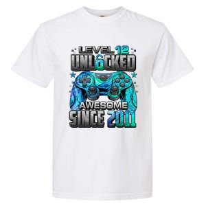 Level 12 Unlocked Awesome Since 2011 12th Birthday Gaming Garment-Dyed Heavyweight T-Shirt