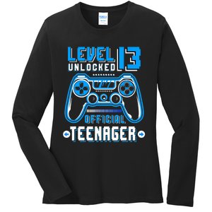 Level 13 Unlocked Teenager Video Game 13th Birthday Ladies Long Sleeve Shirt