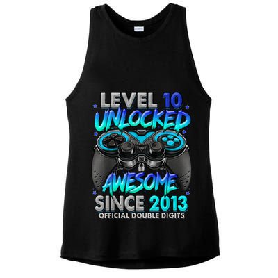 Level 10 Unlocked Awesome Since 2013 10th Birthday Gaming Ladies PosiCharge Tri-Blend Wicking Tank