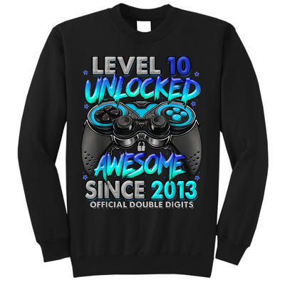 Level 10 Unlocked Awesome Since 2013 10th Birthday Gaming Sweatshirt