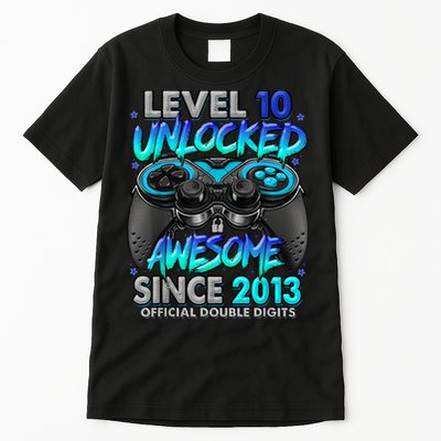 Level 10 Unlocked Awesome Since 2013 10th Birthday Gaming Tall T-Shirt