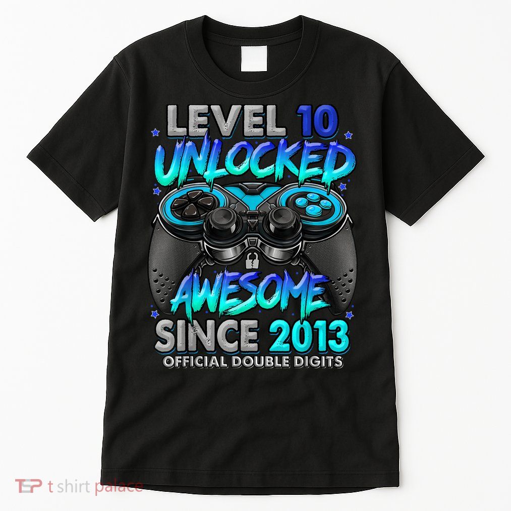 Level 10 Unlocked Awesome Since 2013 10th Birthday Gaming Tall T-Shirt