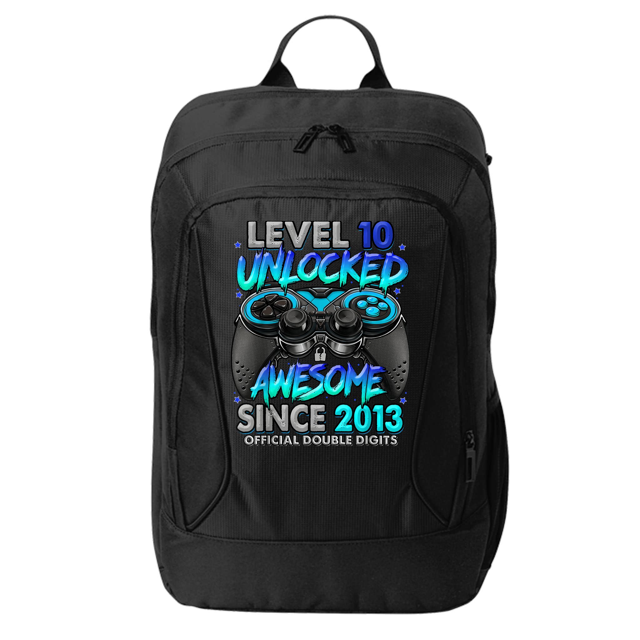 Level 10 Unlocked Awesome Since 2013 10th Birthday Gaming City Backpack