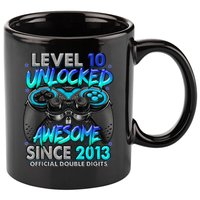 Level 10 Unlocked Awesome Since 2013 10th Birthday Gaming 11oz C Handle Ceramic Mug