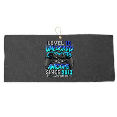 Level 10 Unlocked Awesome Since 2013 10th Birthday Gaming Large Microfiber Waffle Golf Towel