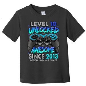 Level 10 Unlocked Awesome Since 2013 10th Birthday Gaming Toddler T-Shirt