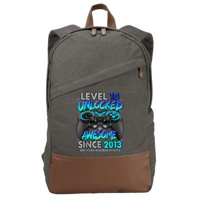 Level 10 Unlocked Awesome Since 2013 10th Birthday Gaming Cotton Canvas Backpack