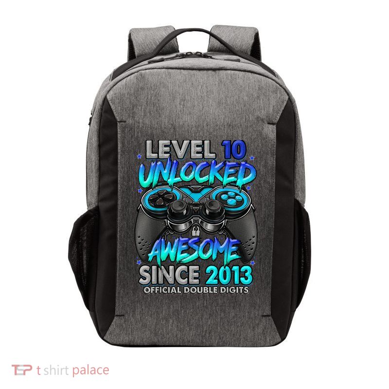 Level 10 Unlocked Awesome Since 2013 10th Birthday Gaming Vector Backpack