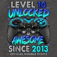 Level 10 Unlocked Awesome Since 2013 10th Birthday Gaming Vector Backpack