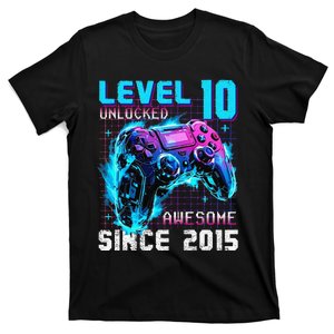 Level 10 Unlocked Awesome Since 2015 10th Birthday Gaming Gift T-Shirt