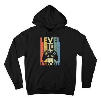 Level 10 Unlocked Funny Video Gamer 10th Birthday Gift Hoodie