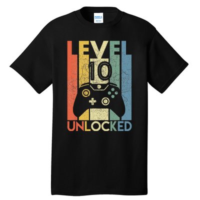 Level 10 Unlocked Funny Video Gamer 10th Birthday Gift Tall T-Shirt