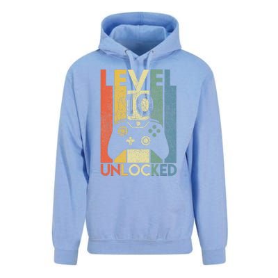 Level 10 Unlocked Funny Video Gamer 10th Birthday Gift Unisex Surf Hoodie