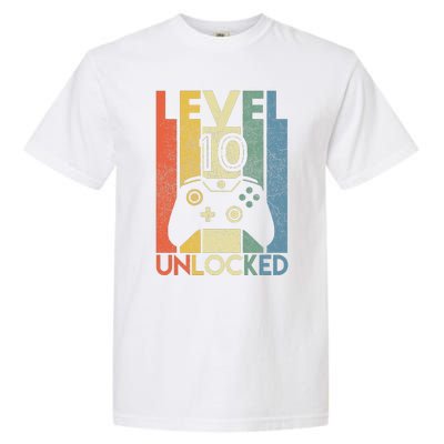 Level 10 Unlocked Funny Video Gamer 10th Birthday Gift Garment-Dyed Heavyweight T-Shirt