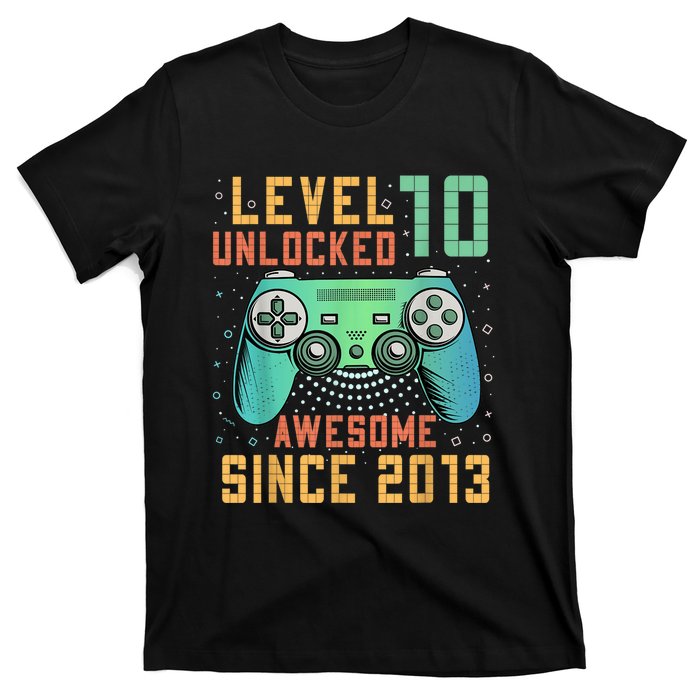 Level 10 Unlocked 10th Birthday 10 Year Old Boy Gamer Bday T-Shirt