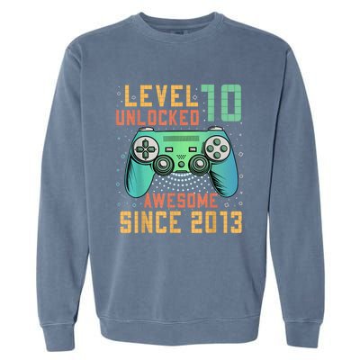 Level 10 Unlocked 10th Birthday 10 Year Old Boy Gamer Bday Garment-Dyed Sweatshirt