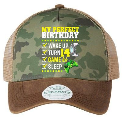 Level 14 Unlocked Boys 14th Birthday 14 Year Old Gamer Legacy Tie Dye Trucker Hat