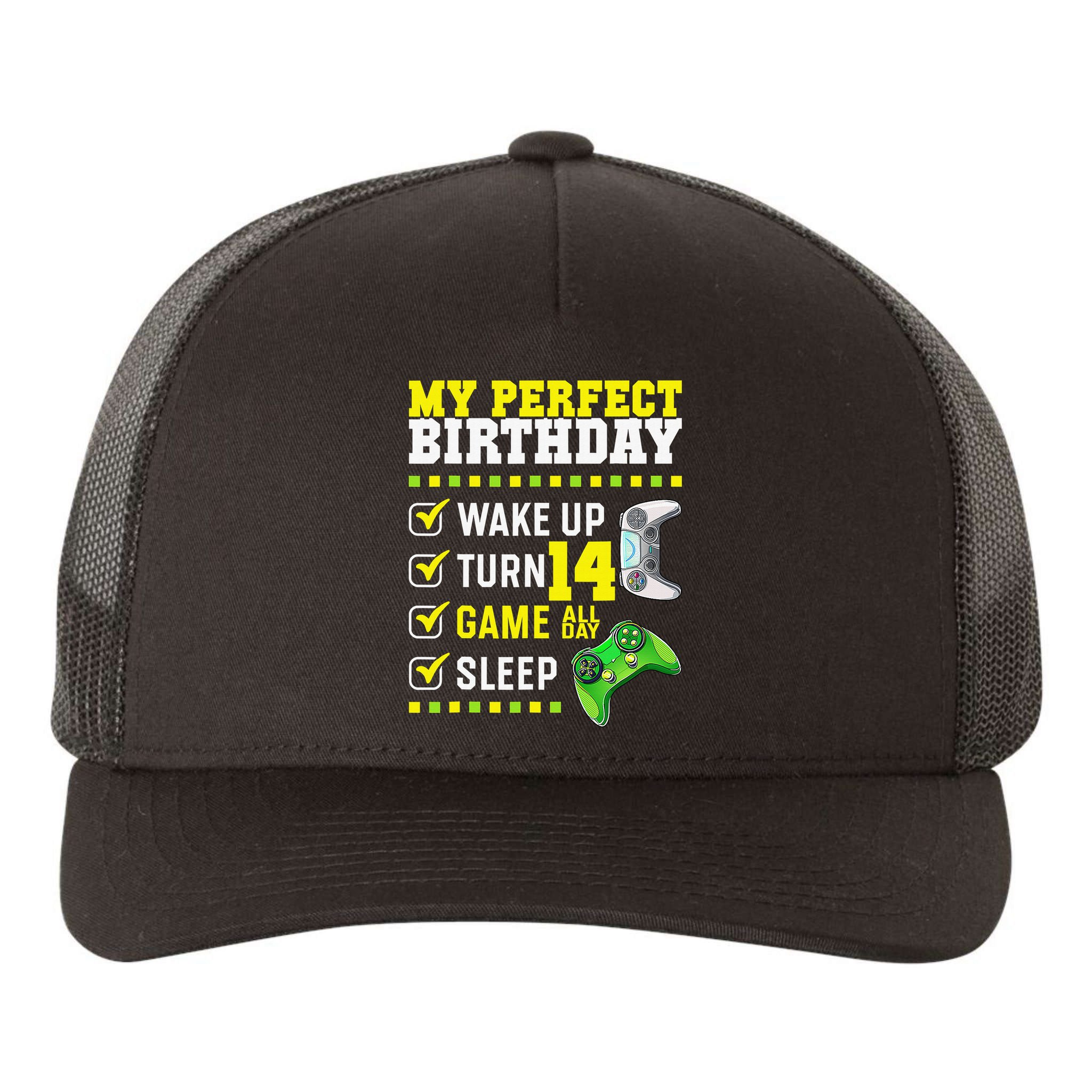 Level 14 Unlocked Boys 14th Birthday 14 Year Old Gamer Yupoong Adult 5-Panel Trucker Hat