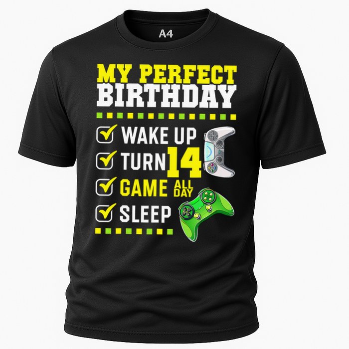 Level 14 Unlocked Boys 14th Birthday 14 Year Old Gamer Cooling Performance Crew T-Shirt