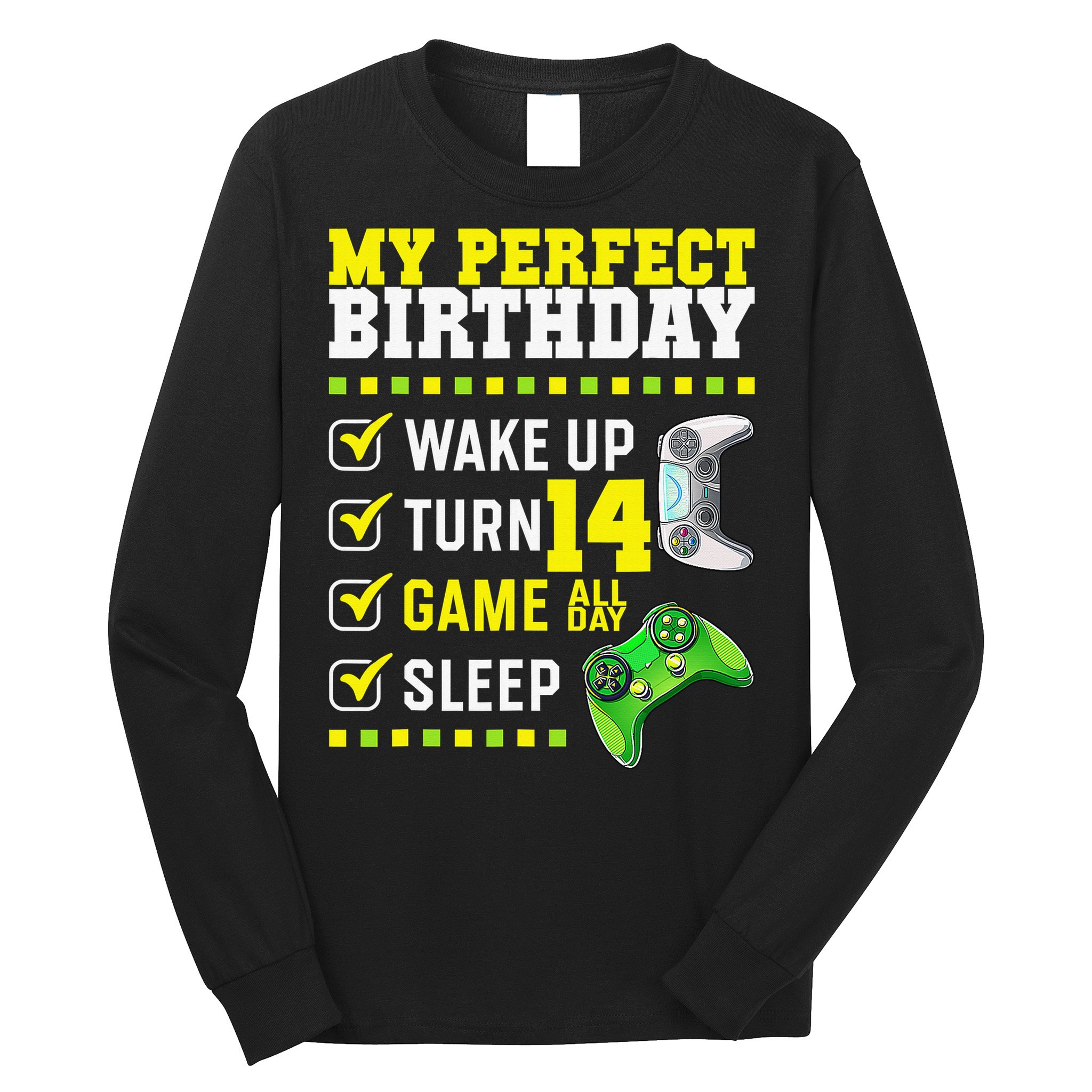 Level 14 Unlocked Boys 14th Birthday 14 Year Old Gamer Long Sleeve Shirt