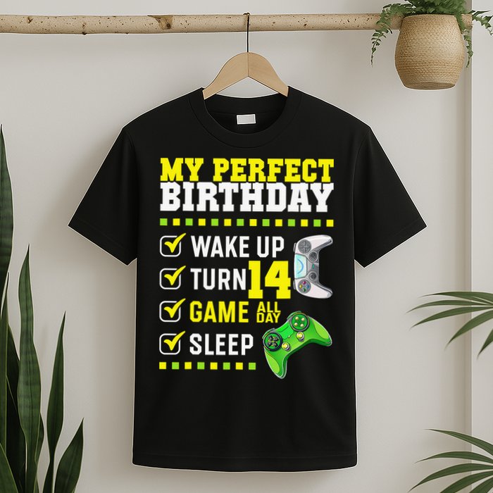 Level 14 Unlocked Boys 14th Birthday 14 Year Old Gamer T-Shirt