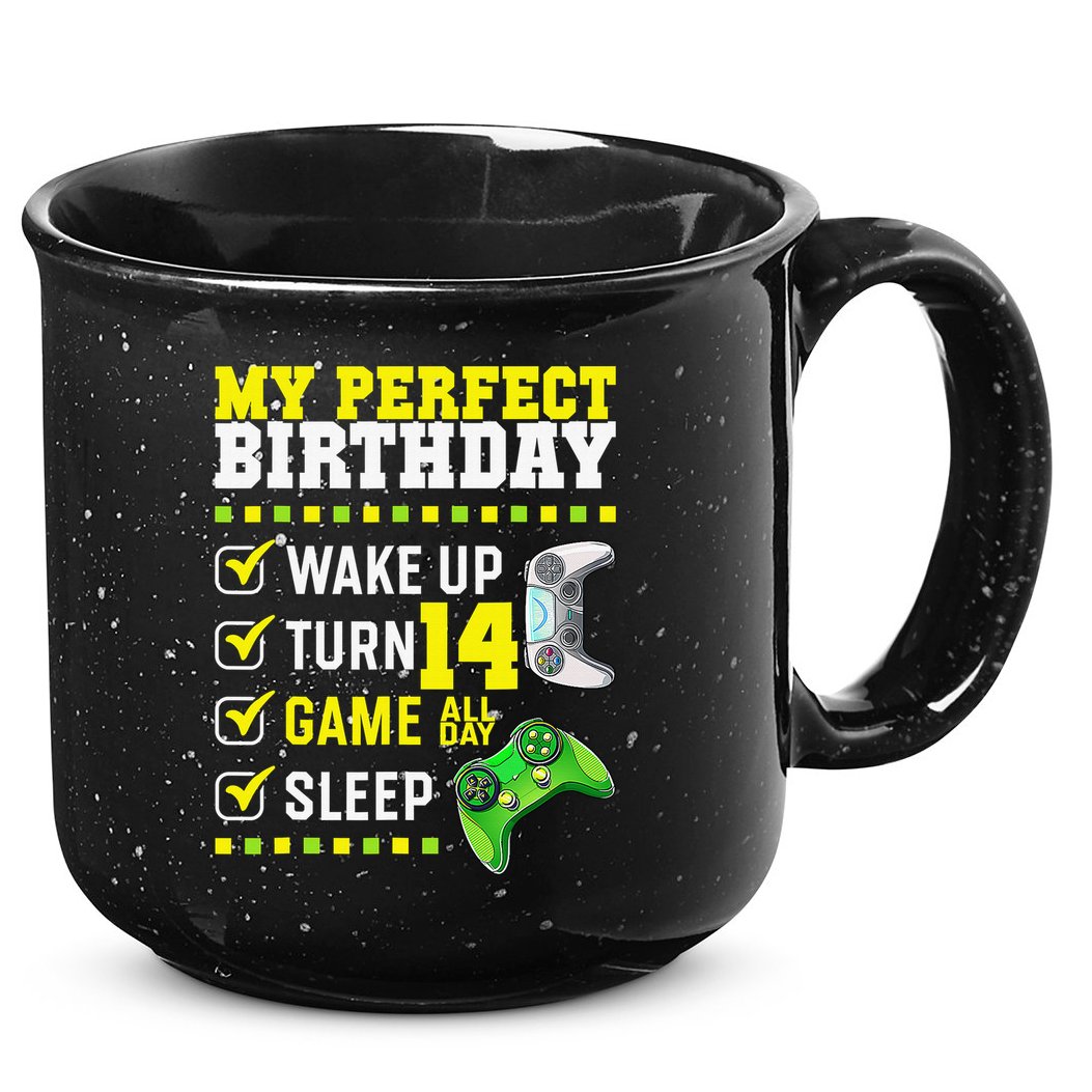 Level 14 Unlocked Boys 14th Birthday 14 Year Old Gamer 15oz Campfire Ceramic Mug